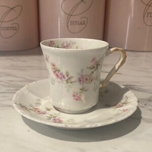 Limoges Floral Teacup and Saucer Set